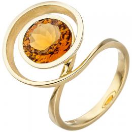 SIGO Damen Ring verschlungen 585 Gold Gelbgold 1 Citrin orange Goldring Citrinring