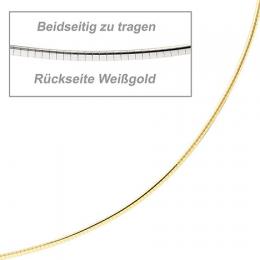 SIGO Halsreif 585 Gelbgold Wei&szlig;gold beidseitig tragbar 45 cm Gold Kette Halkette