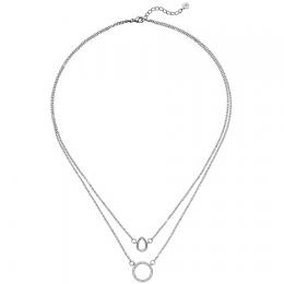 SIGO Kette mit Anhängern 2-reihig 925 Sterling Silber 28 Zirkonia 46 cm Halskette
