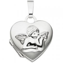 SIGO Kinder Medaillon Herz Engel Schutzengel für 2 Fotos 925 Silber Kindermedallion