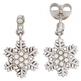 SIGO Kinder Ohrhänger Schneeflocke 925 Silber mit Zirkonia Ohrringe Ohrstecker