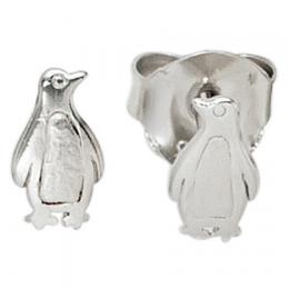 SIGO Kinder Ohrstecker Pinguin 925 Sterling Silber mattiert Ohrringe Kinderohrringe