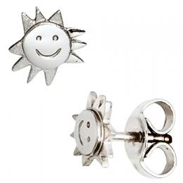 SIGO Kinder Ohrstecker Sonne 925 Sterling Silber mattiert Ohrringe Kinderohrringe