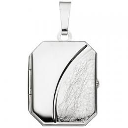 SIGO Medaillon achteckig für 2 Fotos 925 Sterling Silber eismatt Anhänger zum Öffnen