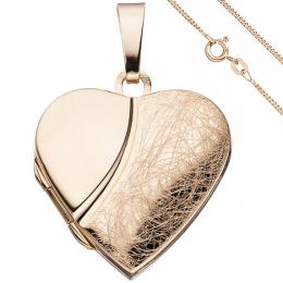 SIGO Medaillon Herz Anhänger zum Öffnen 925 Silber rosegold vergoldet mit Kette 50 cm
