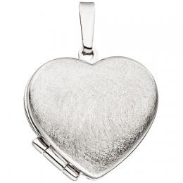 SIGO Medaillon Herz für 2 Fotos 925 Sterling Silber eismatt Anhänger zum Öffnen