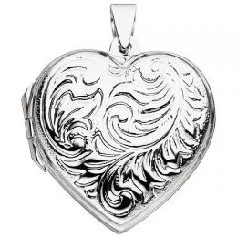SIGO Medaillon Herz zum Öffnen für 2 Fotos 925 Sterling Silber Herzanhänger