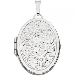 SIGO Medaillon oval 375 Gold Weißgold zum Öffnen für 2 Fotos