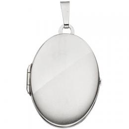 SIGO Medaillon oval 585 Gold Weißgold mattiert Anhänger zum Öffnen