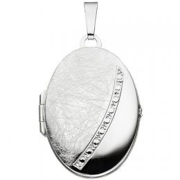 SIGO Medaillon oval 925 Sterling Silber eismatt Anhänger zum Öffnen