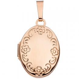 SIGO Medaillon oval Blumen Muster 925 Silber rotgold vergoldet zum Öffnen für 2 Fotos
