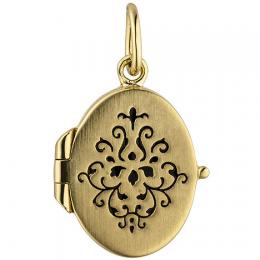 SIGO Medaillon oval für 1 Foto 925 Sterling Silber gold vergoldet