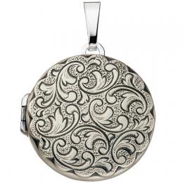 SIGO Medaillon rund für 2 Fotos 925 Sterling Silber matt Anhänger zum Öffnen