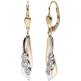 SIGO Ohrhänger 333 Gold Gelbgold Weißgold bicolor 6 Zirkonia Ohrringe Boutons