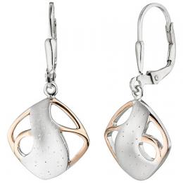 SIGO Ohrhänger 925 Sterling Silber bicolor vergoldet teil matt Ohrringe Boutons