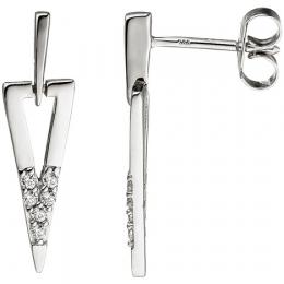 SIGO Ohrh&auml;nger dreieckig spitz 333 Gold Wei&szlig;gold 12 Zirkonia Ohrringe Ohrstecker