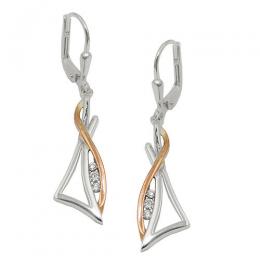 SIGO Ohrringe Brisur bicolor rosevergoldet Zirkonia Silber 925