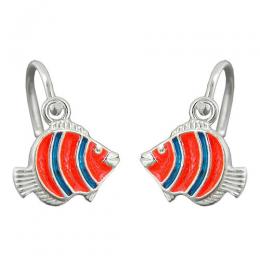 SIGO Ohrringe Brisur, Clownfisch orange blau, 925