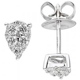 SIGO Ohrstecker 585 Gold Weißgold 24 Diamanten Brillanten Ohrringe Diamantohrstecker