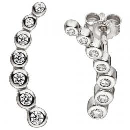 SIGO Ohrstecker 925 Sterling Silber 14 Zirkonia Ohrringe Silberohrringe