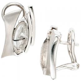 SIGO Ohrstecker 925 Sterling Silber rhodiniert mattiert 2 Turmalinquarze Ohrringe