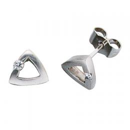 SIGO Ohrstecker dreieckig 950 Platin mattiert 2 Diamanten Brillanten Ohrringe