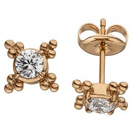 SIGO Ohrstecker Edelstahl 2 Zirkonia rotgoldfarben beschichtet Ohrringe