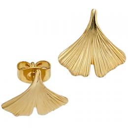 SIGO Ohrstecker Ginko Gingko 375 Gold Gelbgold mattiert Ohrringe