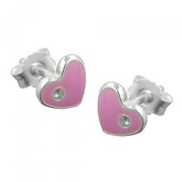 SIGO Ohrstecker, Herz pink, Silber 925