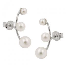 SIGO Ohrstecker, Imitat-Perlen, Silber 925