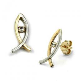SIGO Ohrstecker, JesusZeichen bicolor Gold 375