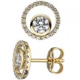 SIGO Ohrstecker rund 333 Gold Gelbgold 46 Zirkonia Ohrringe Goldohrringe