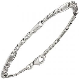 SIGO Panzer-Steg-Armband 925 Sterling Silber 21 cm Karabiner Silberarmband