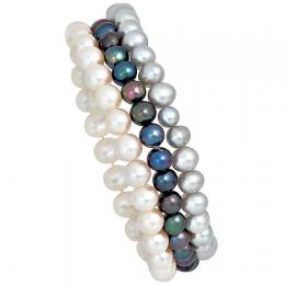 SIGO Perlenarmbänder 3er Set Süßwasser Perlen Armband Armbänder endlos