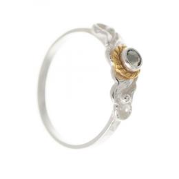 SIGO Ring 925 Silber Trachtenschmuck Zirkonia anthrazit