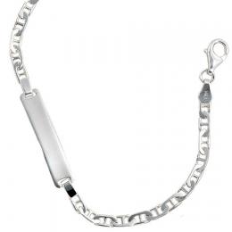 SIGO Schildband 925 Sterling Silber 19 cm Gravur ID Armband Karabiner