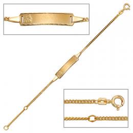 SIGO Schildband Engel 333 Gold Gelbgold 14 cm Gravur ID Armband Schutzengel Federring