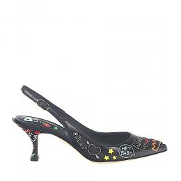 Slingpumps Print schwarz mehrfarbig