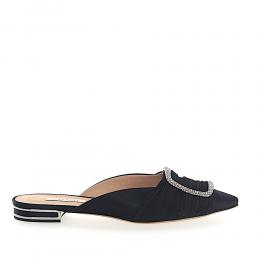 Slipper Kristallverzierung Raffung schwarz