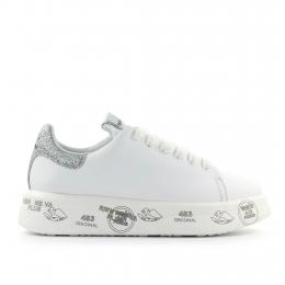 Sneaker low BELLE 4903 Kalbsleder Logo weiß silber