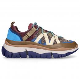 Sneaker low BLAKE Kalbsleder Materialmix Logo blau-kombi