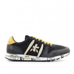 Sneaker low ERIC 4944 Kalbsleder Logo grau gelb