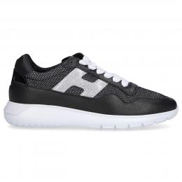 Sneaker low H371 Kalbsleder Materialmix Logo schwarz-kombi