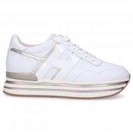 Sneaker low H483 Kalbsleder Logo weiß gold