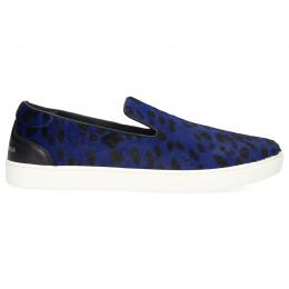 Sneaker low Nappaleder Leo Print blau