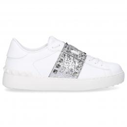 Sneaker low ROCKSTUD UNTITLED Kalbsleder Logo Nieten weiß silber