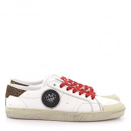 Sneaker Low SL/37 Leder weiß used Veloursleder Leo-print Diamond-Patch
