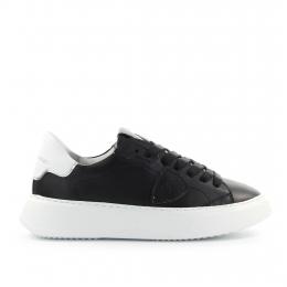 Sneaker low TEMPLE Kalbsleder Logo Patch schwarz-kombi