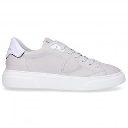 Sneaker low TEMPLE S HOMME Kalbsleder Logo Patch grau-kombi
