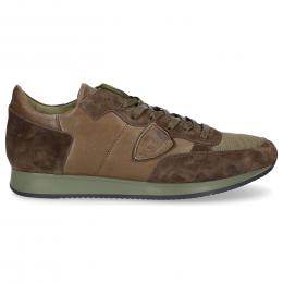 Sneaker low Tropez Glattleder Veloursleder Logo olive